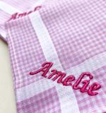 Gepersonaliseerd dameszakdoekje met ruitjesmotief – pastel, 30x30 cm